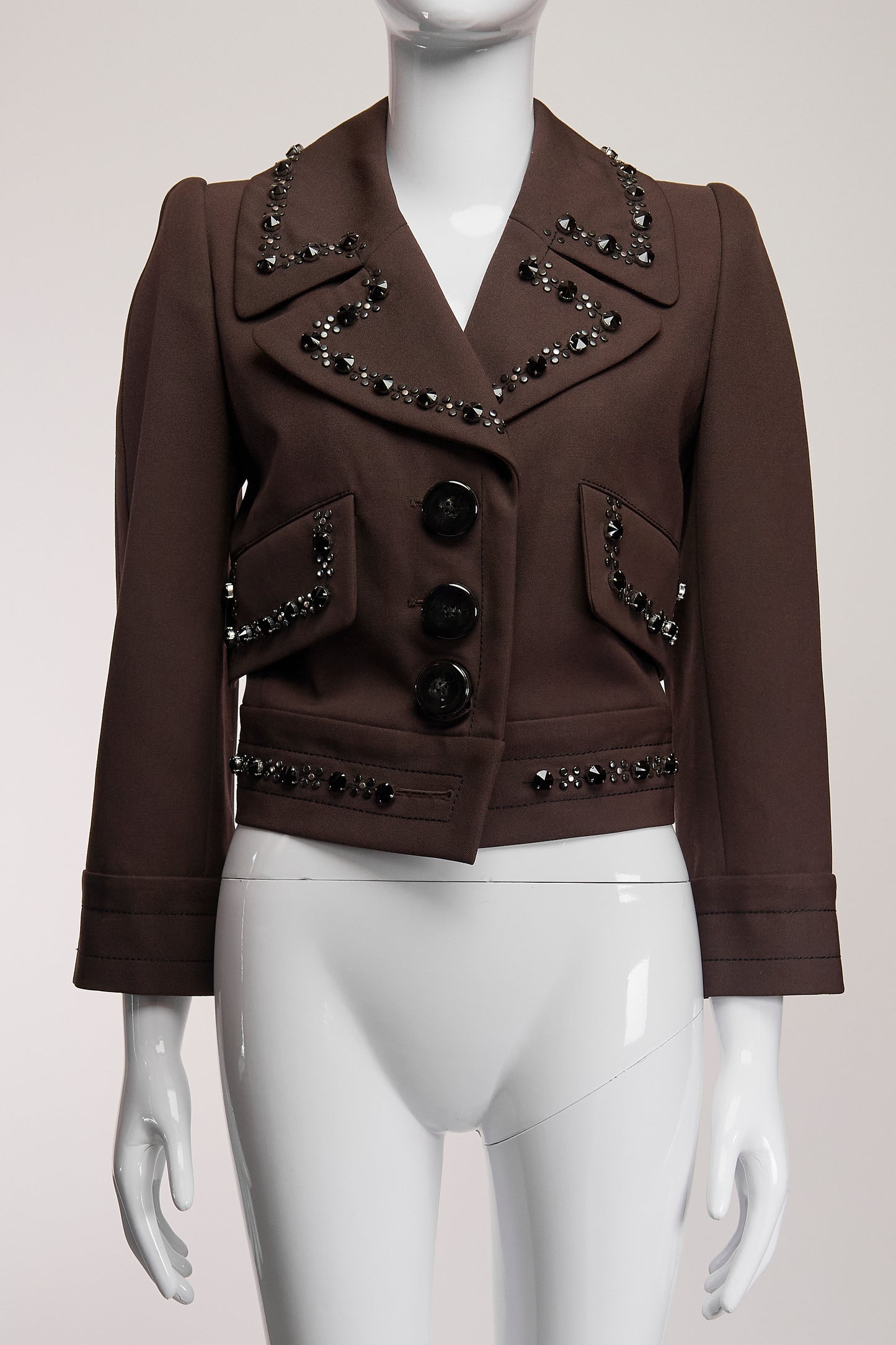 Marc Jacobs Brown Jeweled Crop Jacket US4