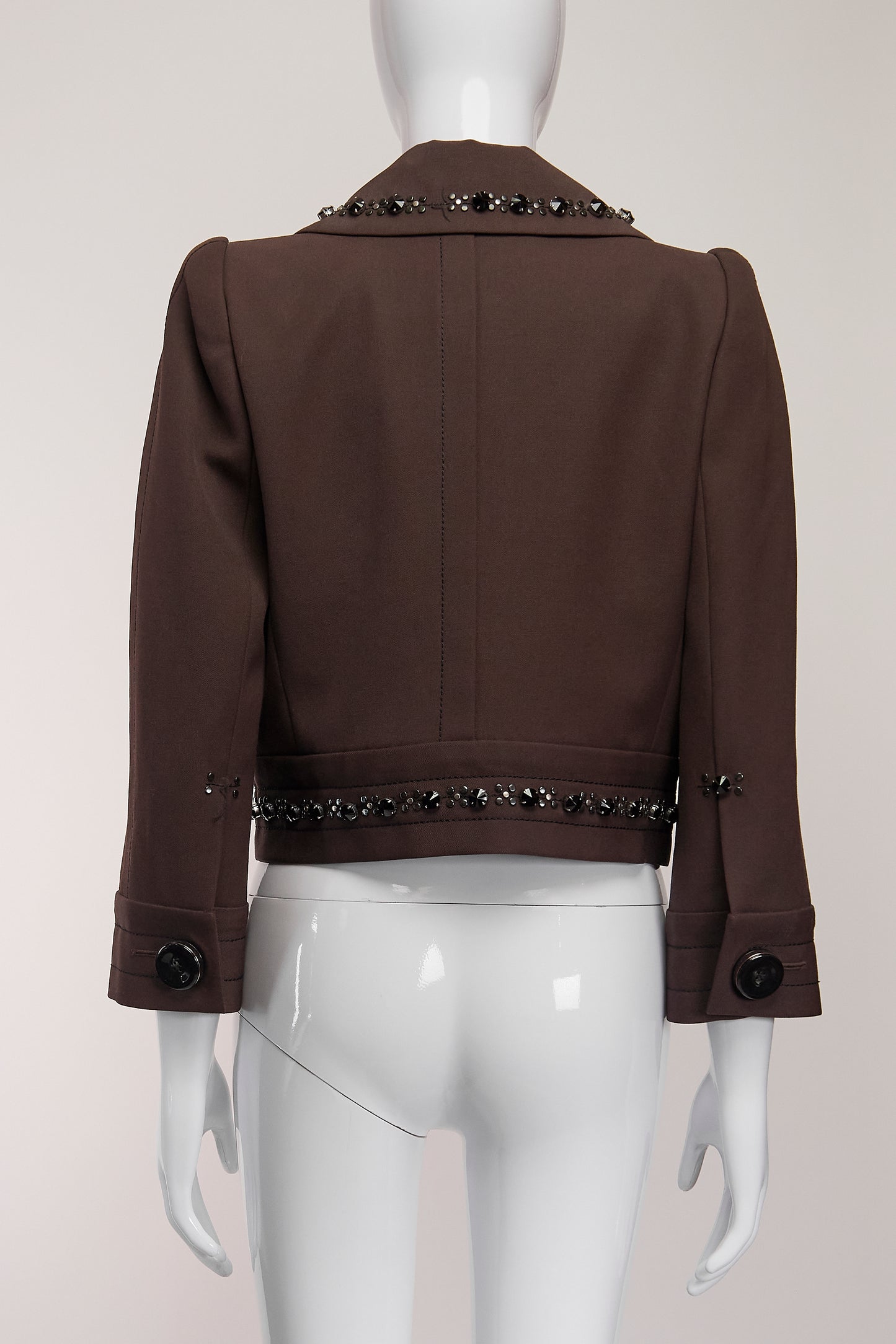 Marc Jacobs Brown Jeweled Crop Jacket US4