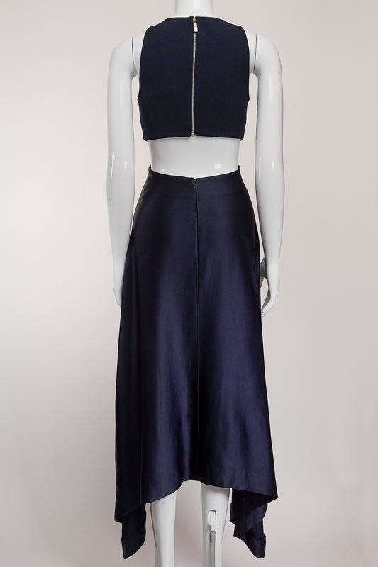 Dion Lee Navy Satin Cut Out Dress US4