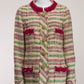 Marc Jacobs Tweed Pink Beaded Accent Blazer US10