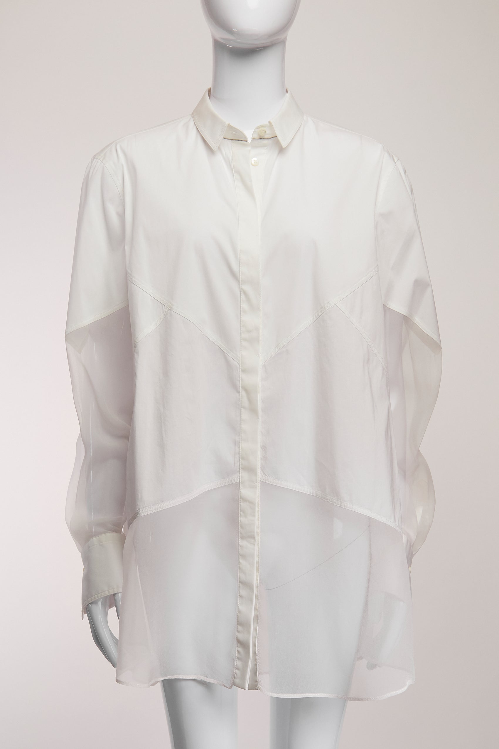 Brunello Cucinelli White Patch Button Down L