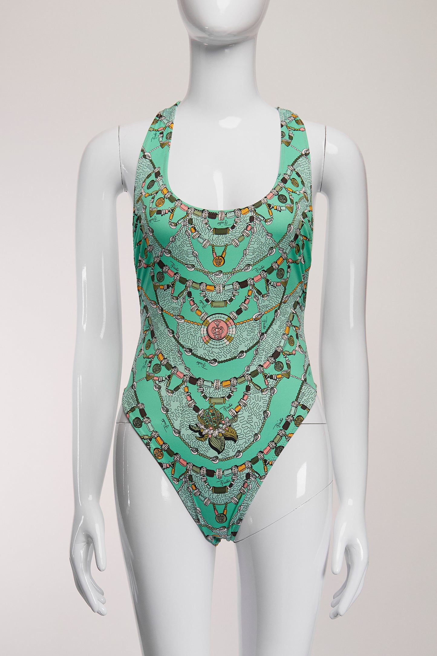 Emilio Pucci Teal Patterned One Piece US8