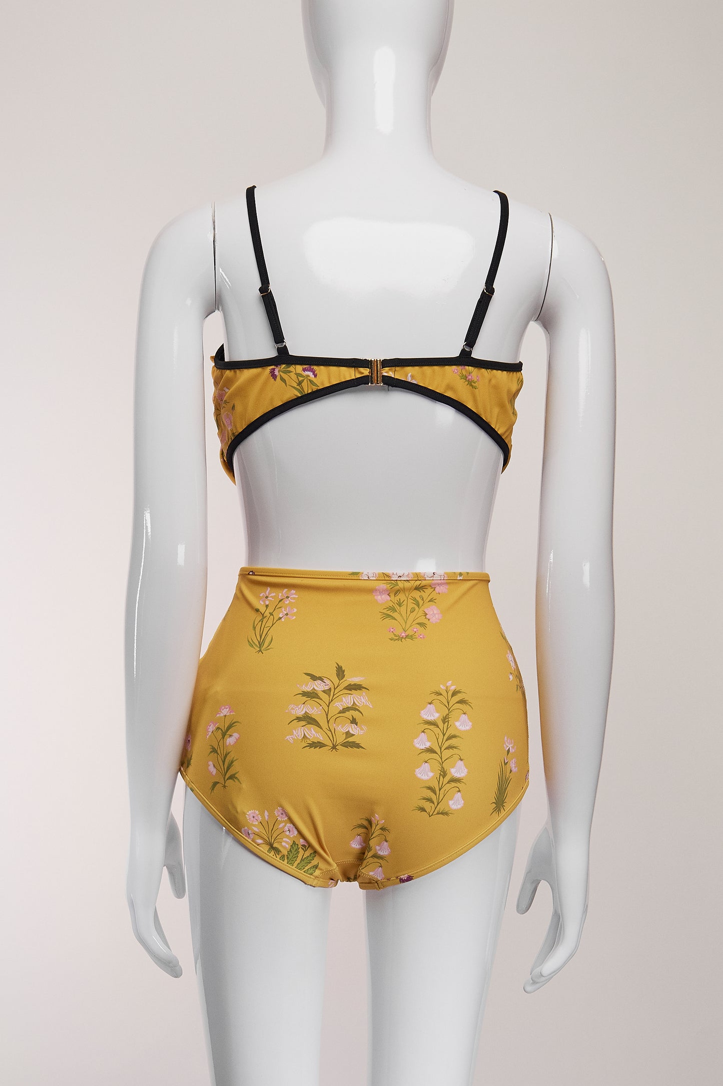 Giambattista Valli Yellow Floral Two-Piece Bathing Suit IT44 FR40