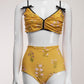 Giambattista Valli Yellow Floral Two-Piece Bathing Suit IT44 FR40