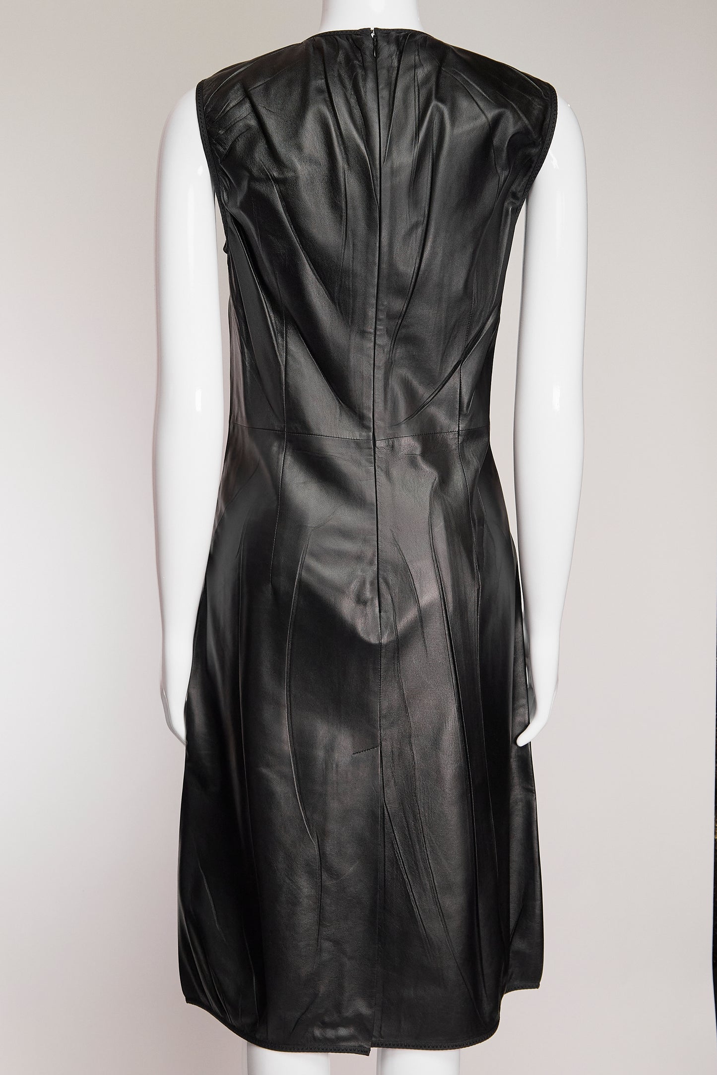 Prada Black Leather Dress IT42 FR38