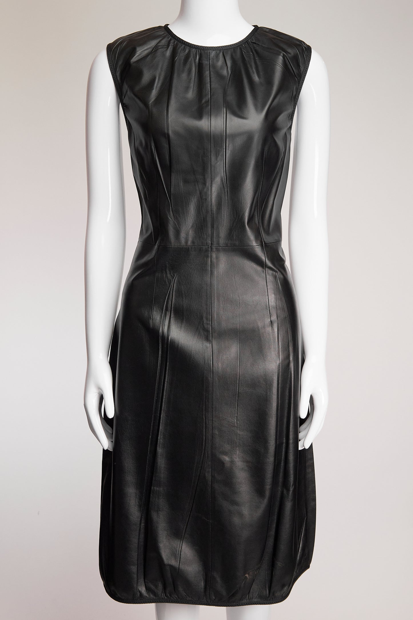 Prada Black Leather Dress IT42 FR38