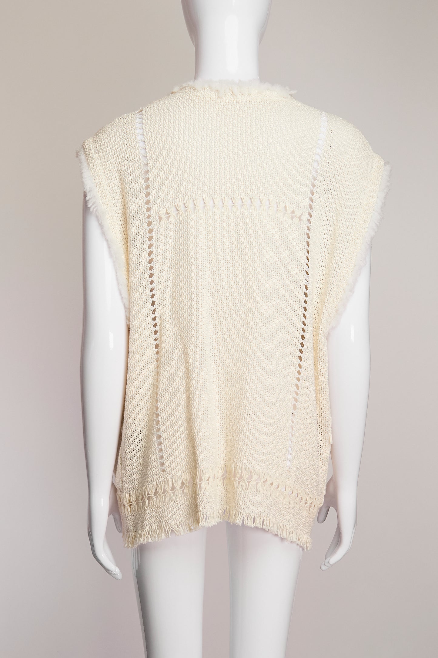 Isabel Marant Cream Knit Vest with Pom-Poms FR38 IT42