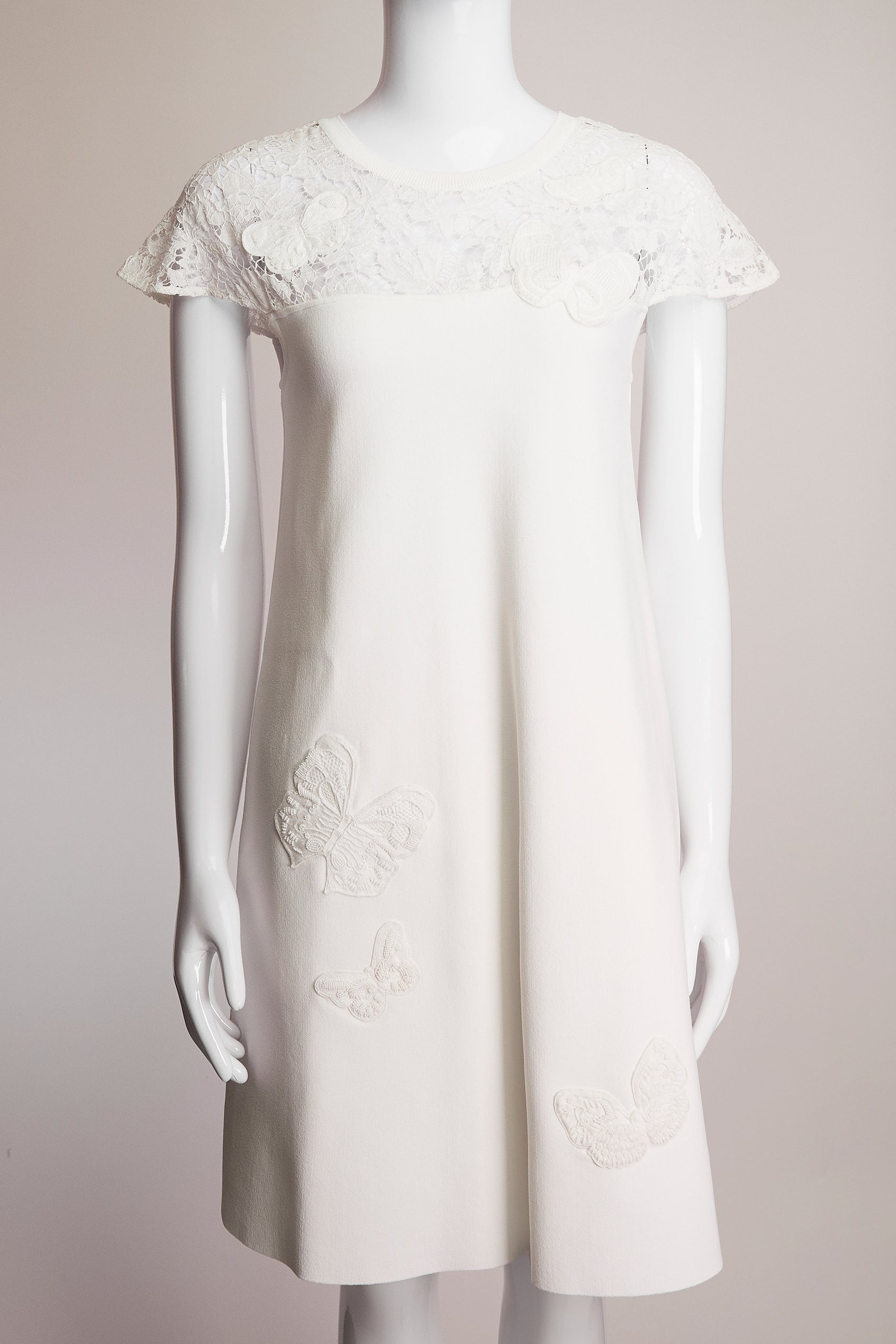 Valentino Spa Lace Top Mini Dress with Embroidered Butterflies XS