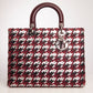 Dior Lady Dior Large Bag Tweed Braided Leather Bordeaux Handbag Tote Logo Charm