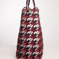 Dior Lady Dior Large Bag Tweed Braided Leather Bordeaux Handbag Tote Logo Charm