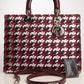 Dior Lady Dior Large Bag Tweed Braided Leather Bordeaux Handbag Tote Logo Charm