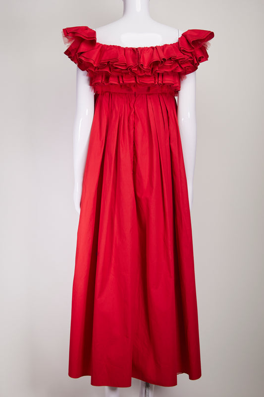 Giambattista Valli Red Ruffle Top Dress IT44 FR40