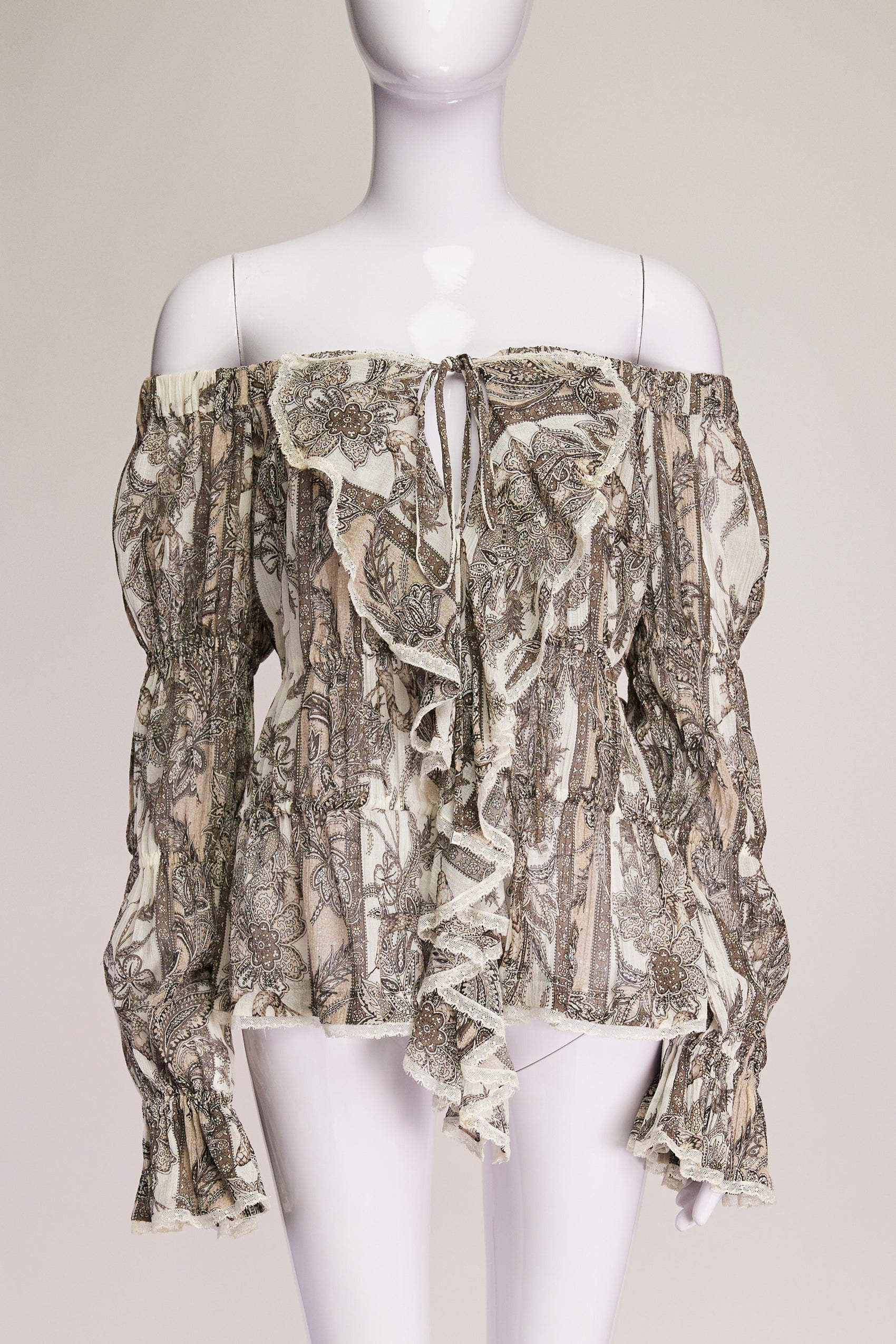 Roberto Cavalli Off the Shoulder Patterned Top IT46 FR42