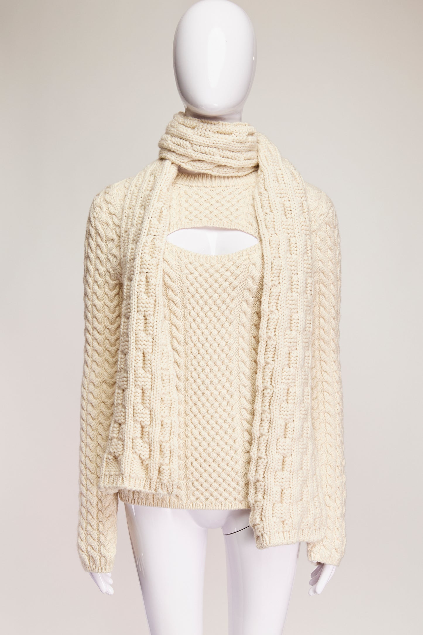 Lanvin Cutout Wool Sweater with Scarf