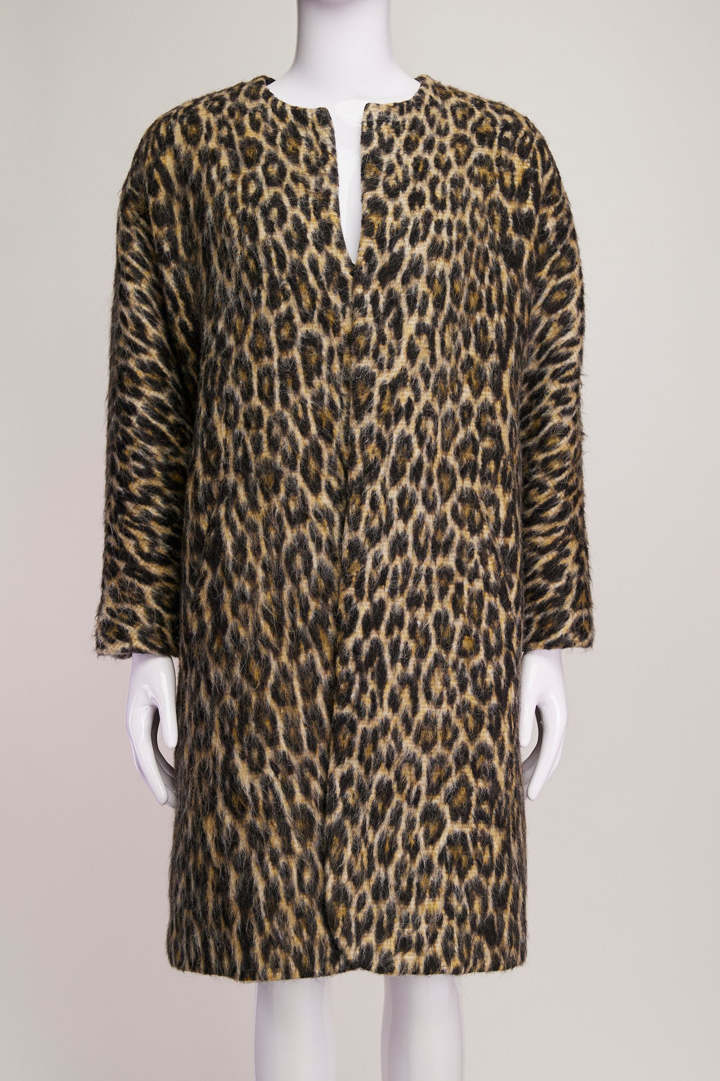 Smythe Animal Print Collarless Coat S