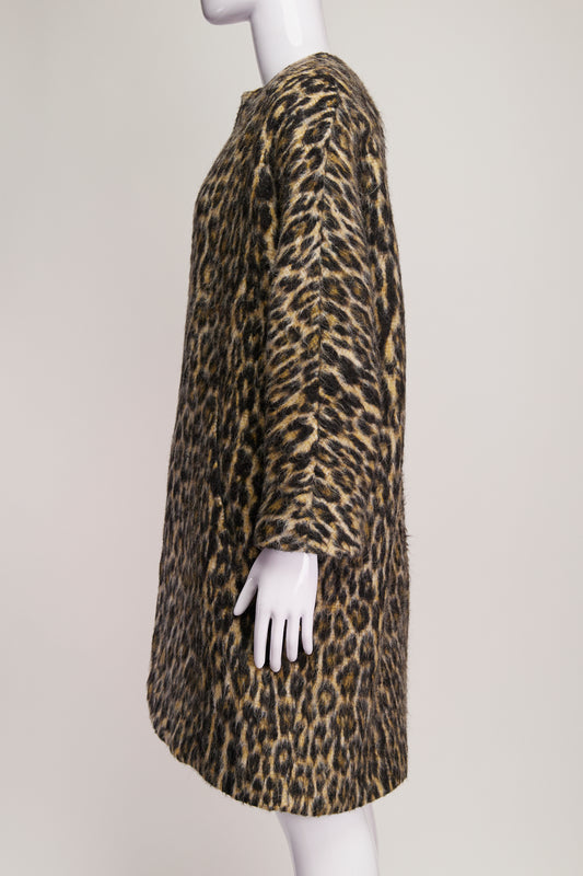 Smythe Animal Print Collarless Coat S