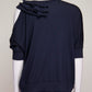 Brunello Cucinelli Navy With Ruffled Shoulder Top XS