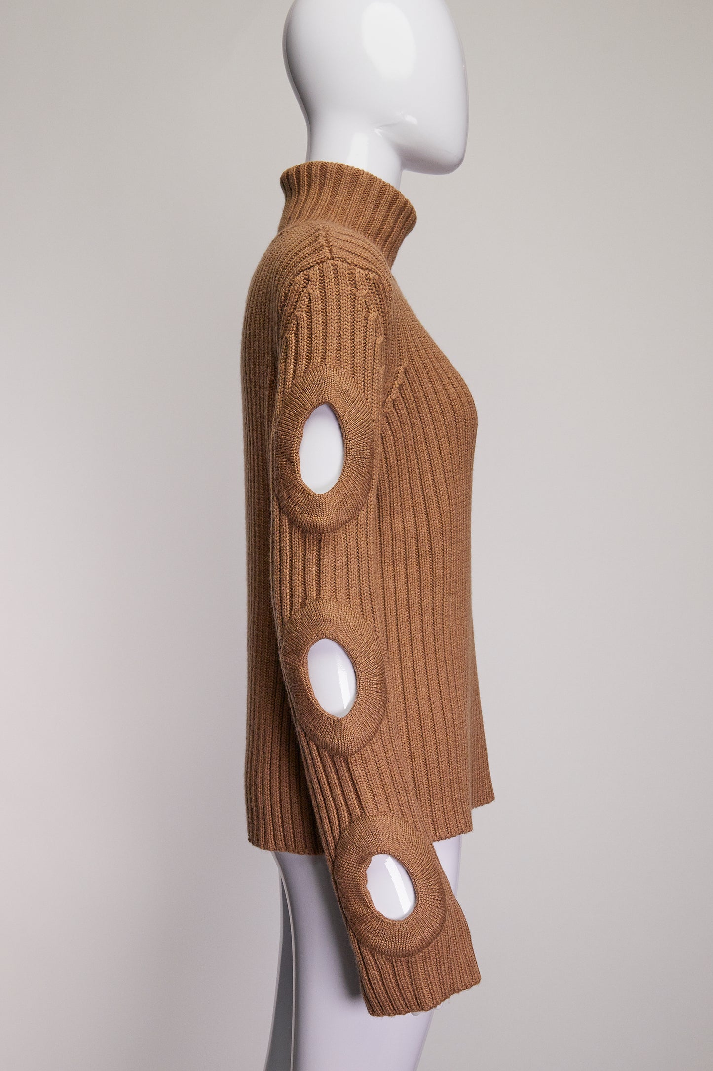 JW Anderson Circular Cut out Brown Turtleneck Sweater M