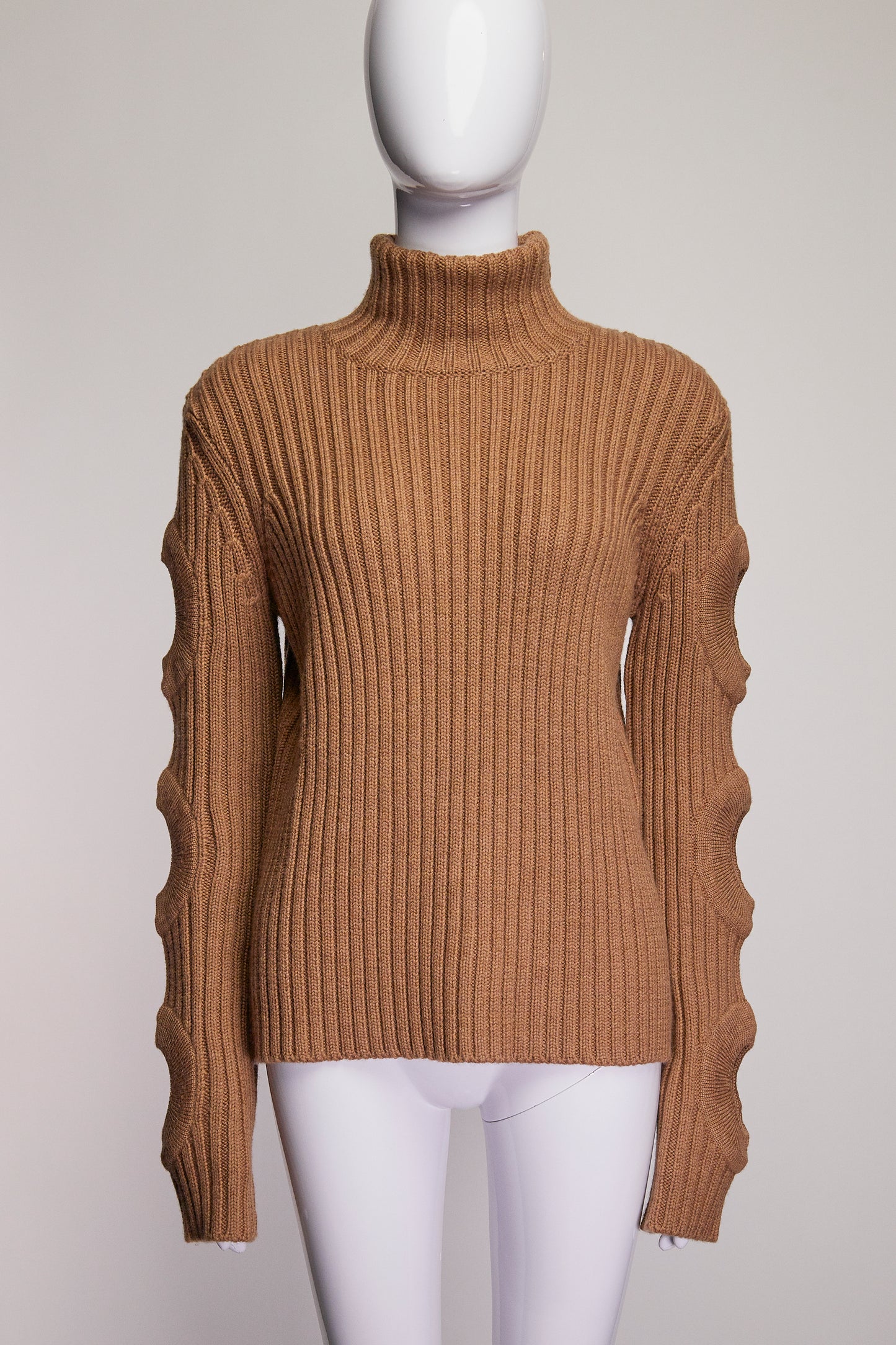 JW Anderson Circular Cut out Brown Turtleneck Sweater M