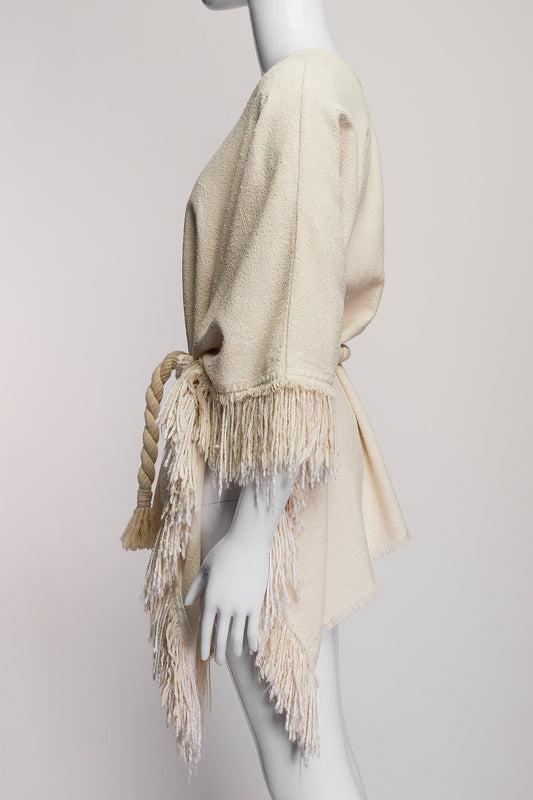 Isabel Marant Cream Fringe Poncho S