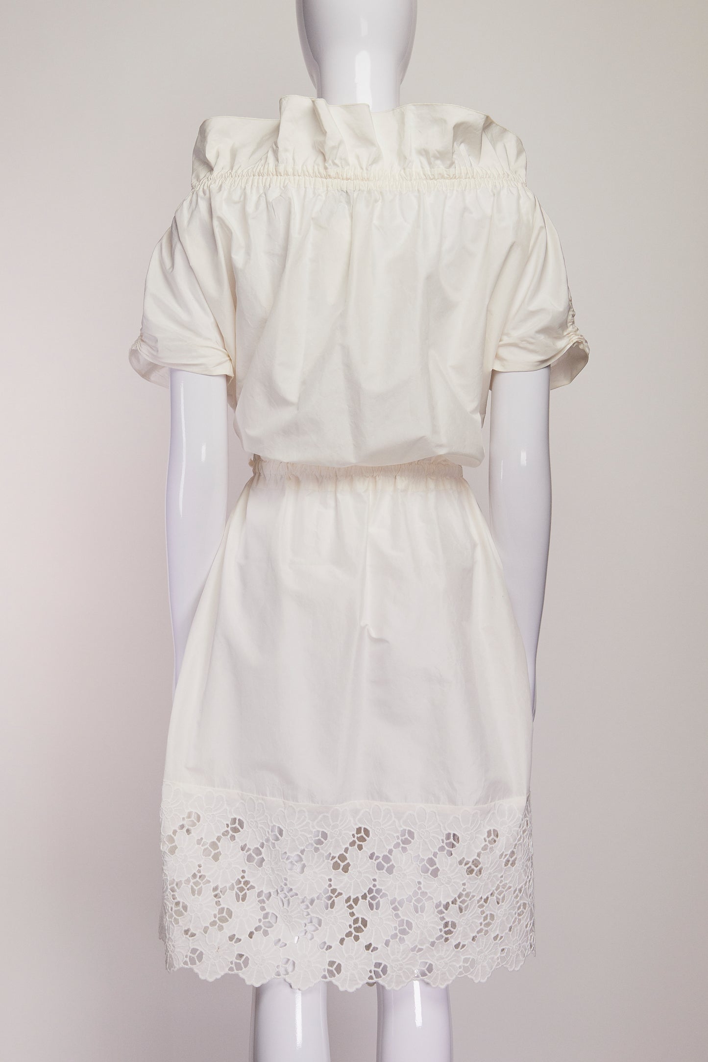 Lanvin Eyelets Dress with Ruffle and Bow Detail FR40 IT44