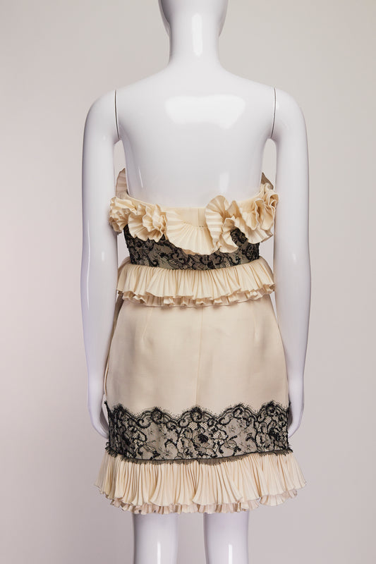 Emilio Pucci Strapless Lace and Beaded Detail Mini Dress US6