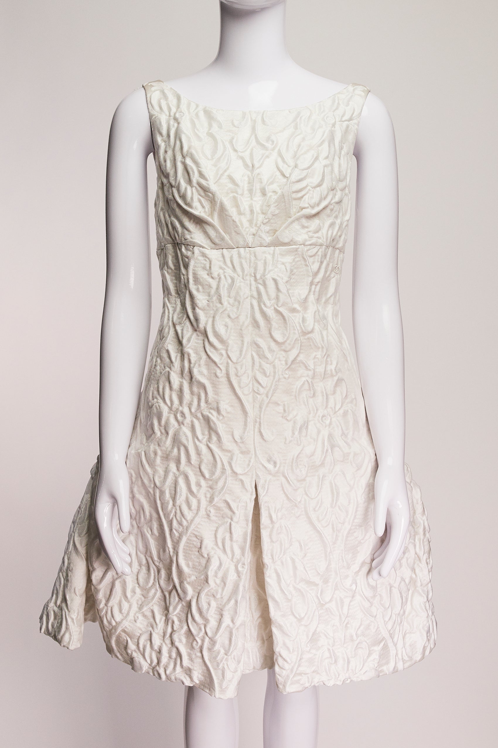 Chanel Runway Versailles White Brocade Dress FR40 IT44