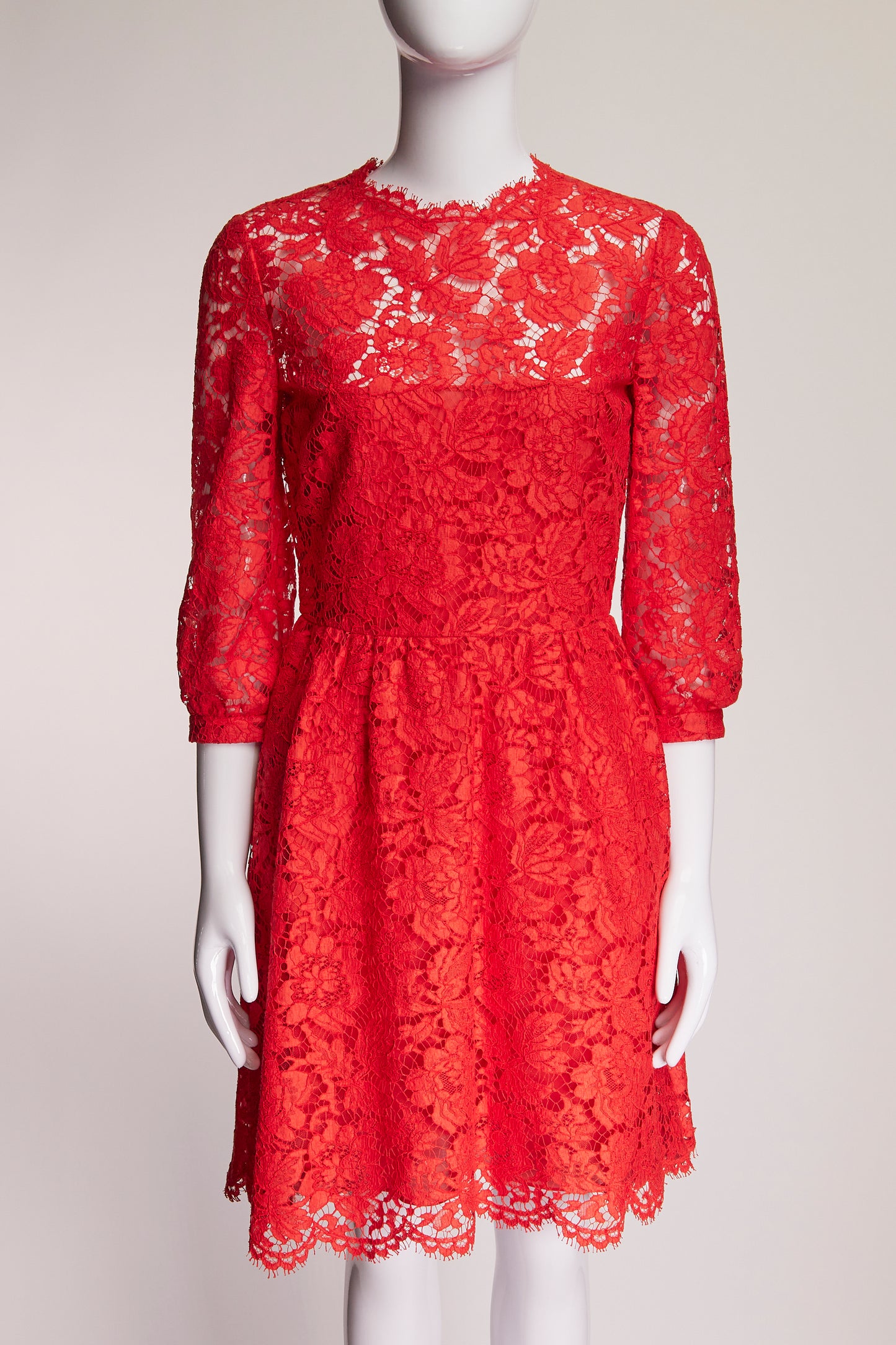 Valentino Red Lace Mini Dress