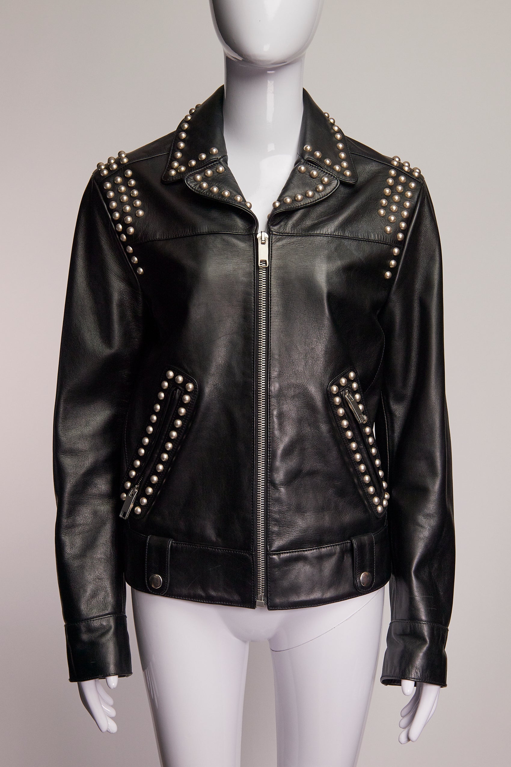 Marc Jacobs Leather Jacket with Silver Grommets IT46 FR42