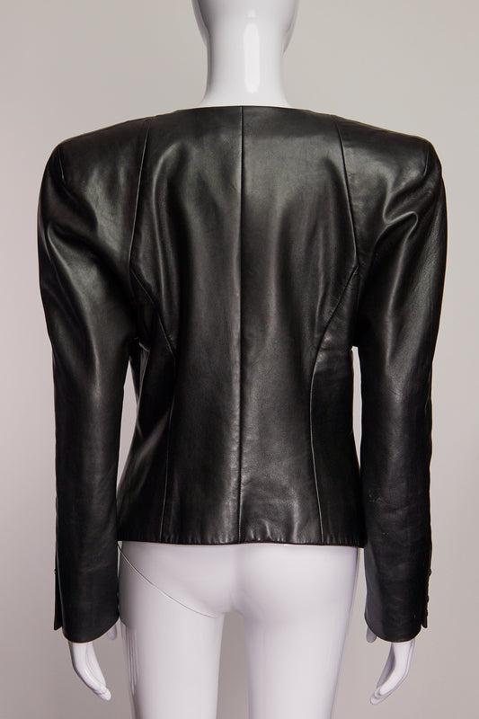 Balmain Deep-V Leather Blazer FR40 IT44