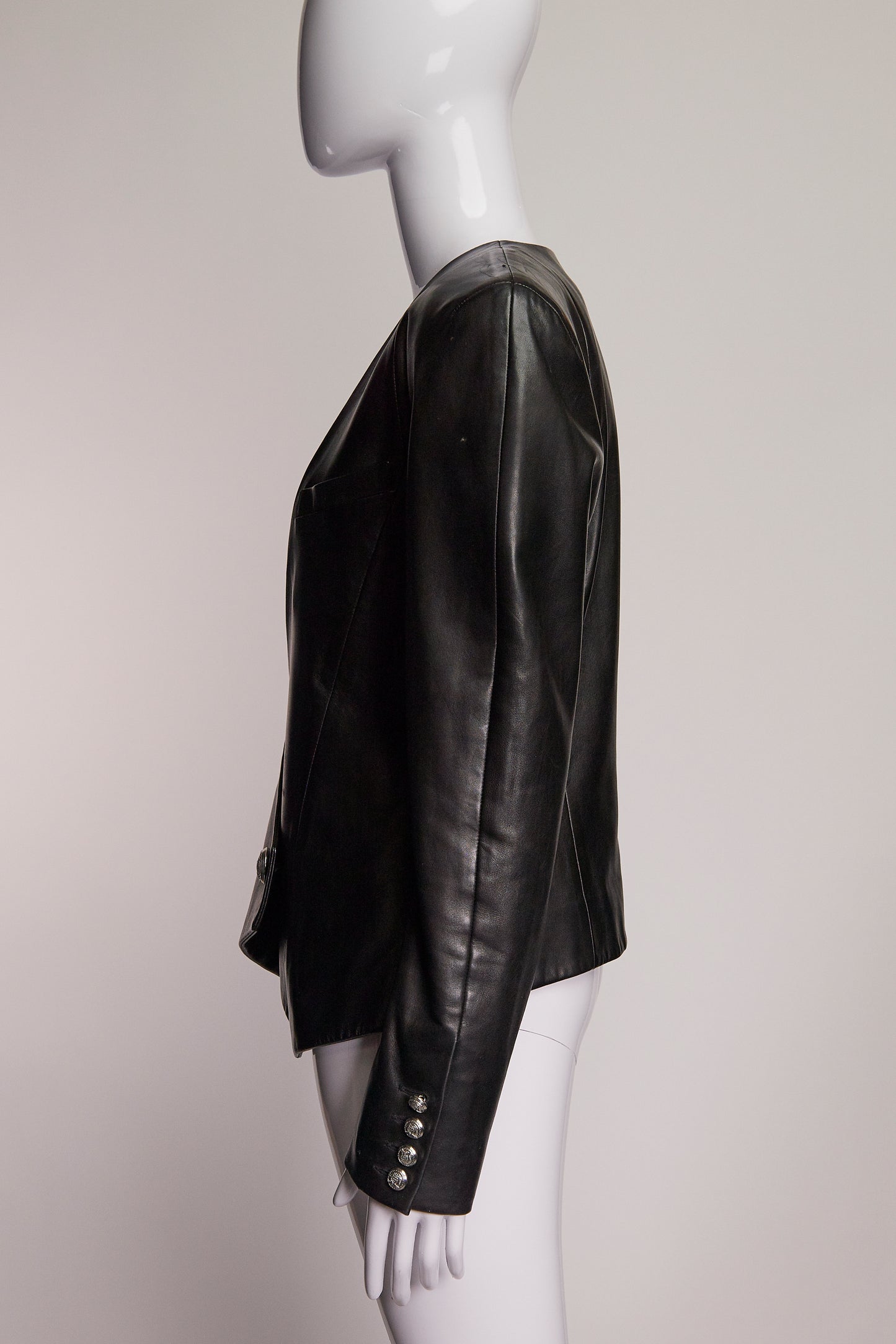 Balmain Deep-V Leather Blazer FR40 IT44