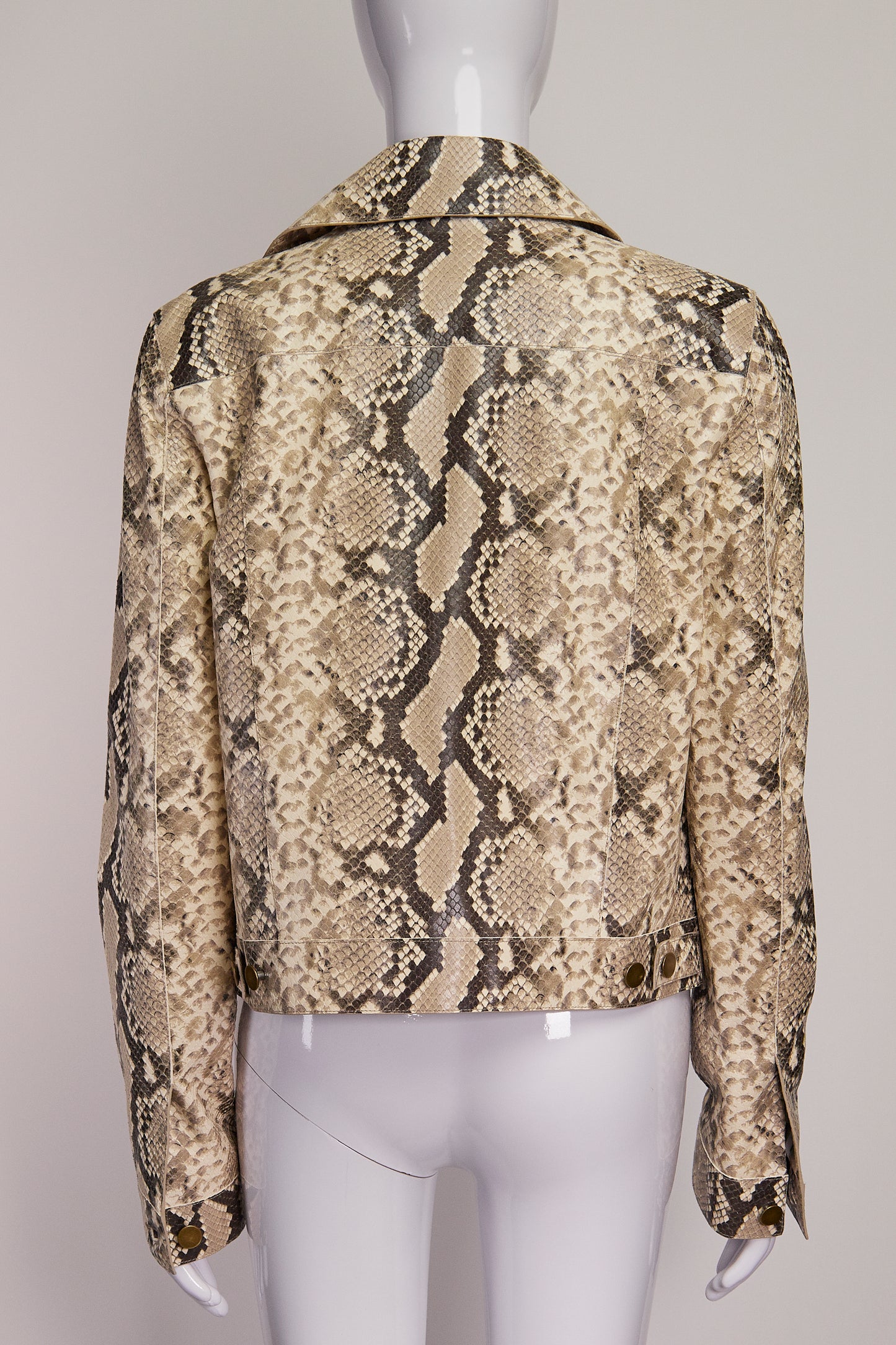 Michael Kors Collection Snakeskin Print Leather Jacket US4