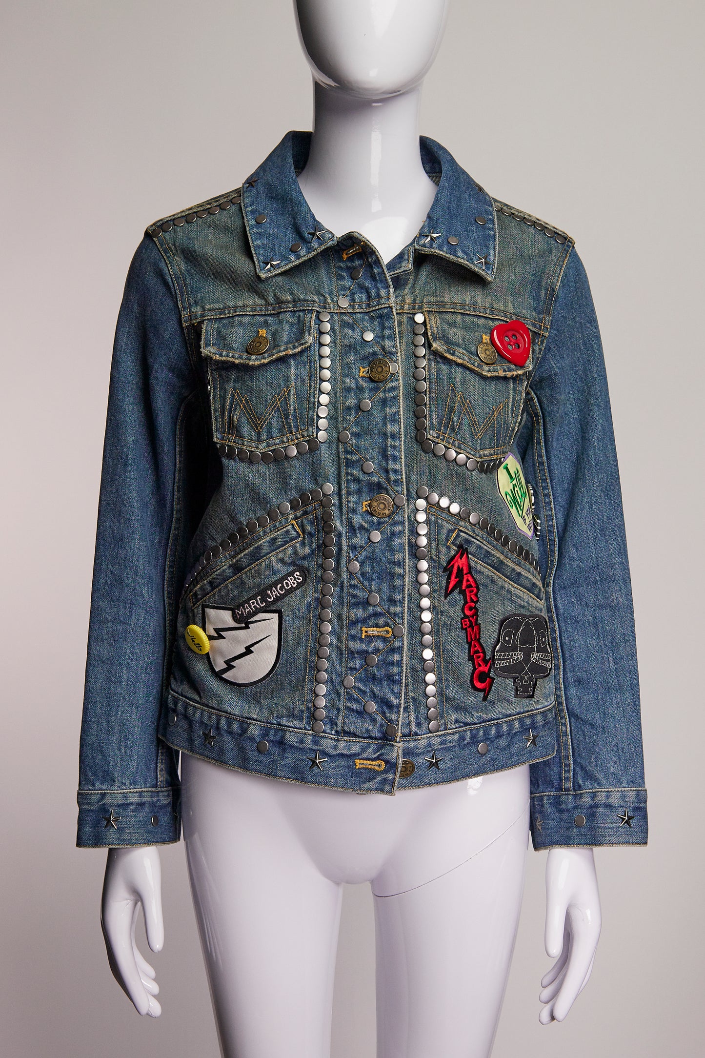 Marc Jacobs Patchwork and Grommets Denim Jacket M