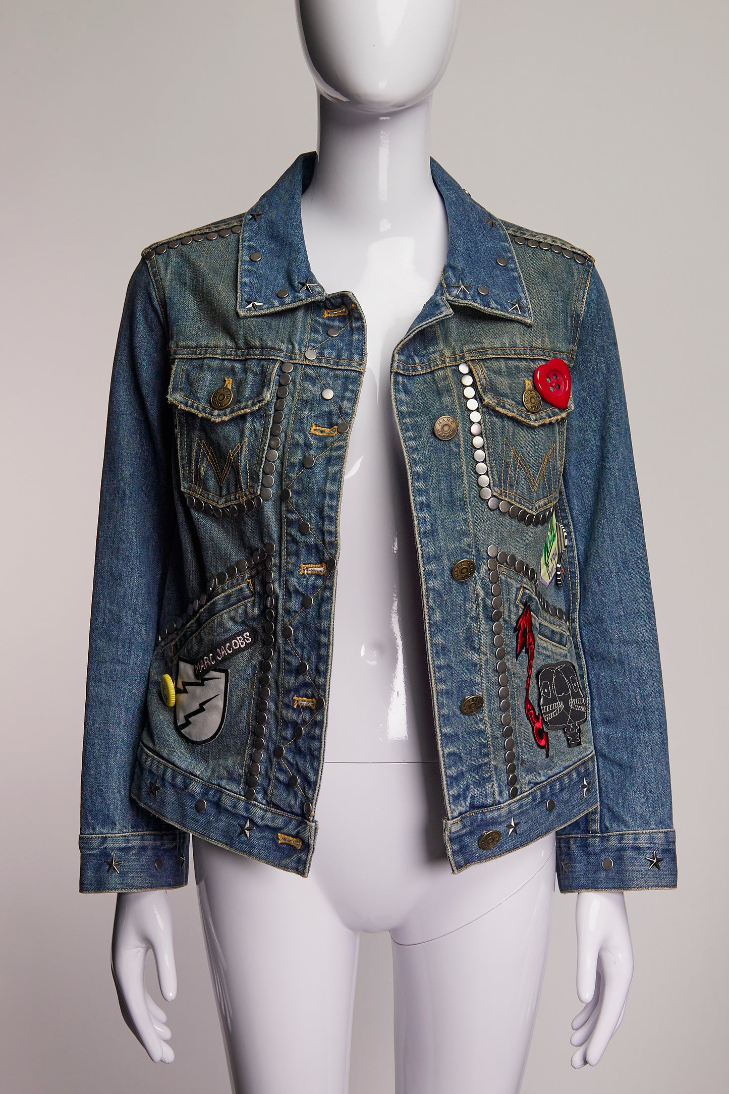 Marc Jacobs Patchwork and Grommets Denim Jacket M