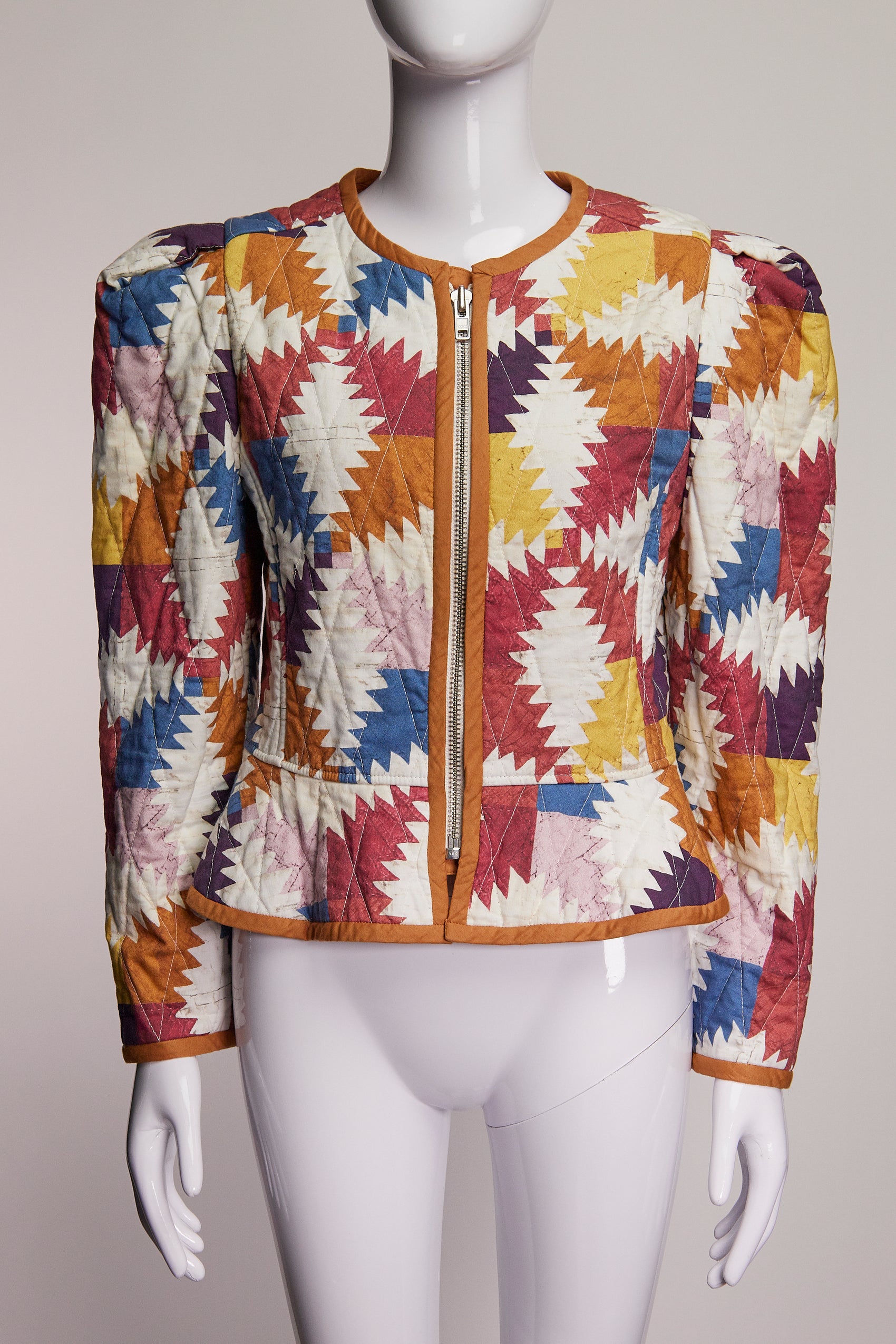 Isabel Marant Etoile Quilted Colorful Zip Up Jacket FR34 IT38