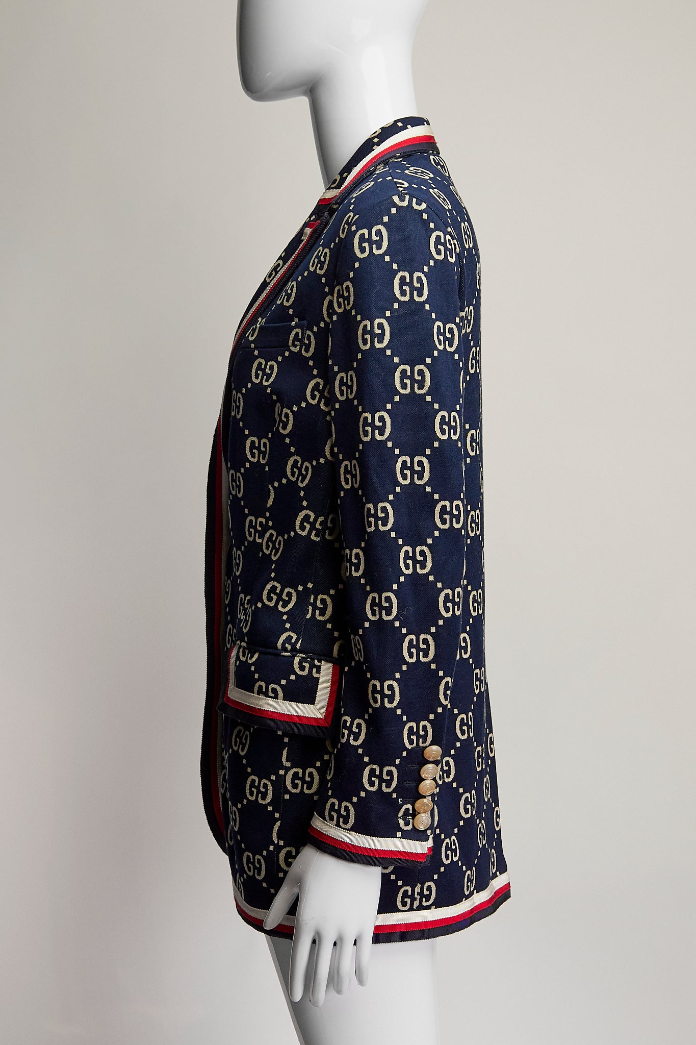 Gucci Navy, Red & White Monogram Blazer S