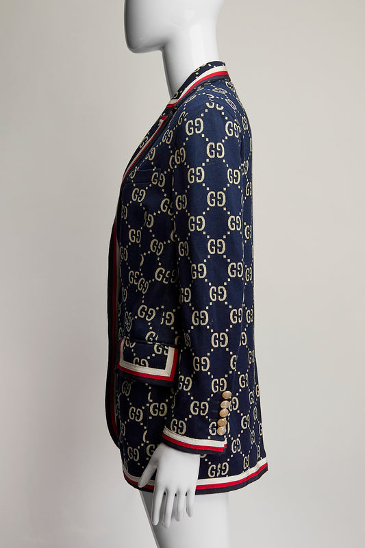 Gucci Navy, Red & White Monogram Blazer S