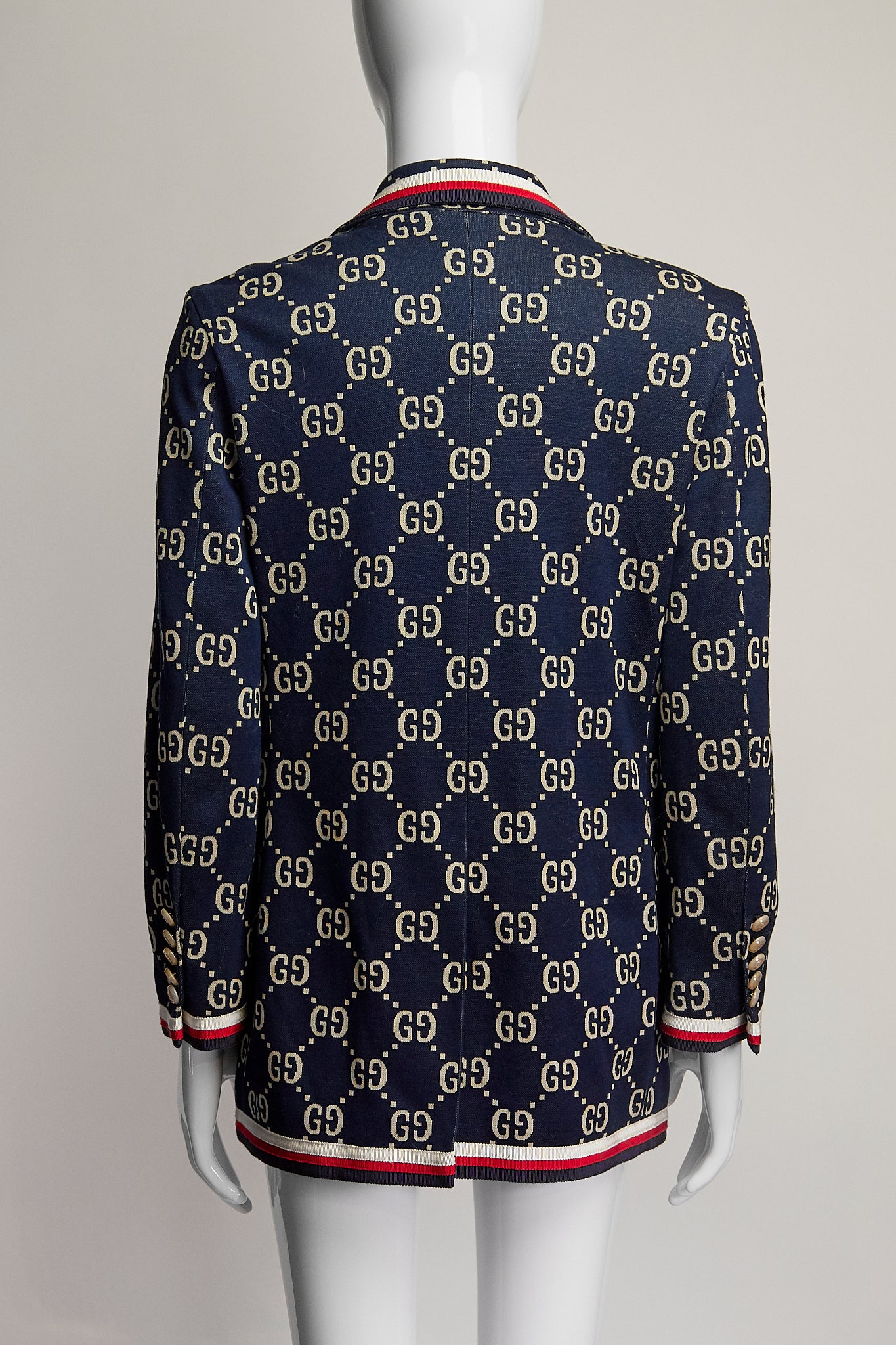 Gucci Navy, Red & White Monogram Blazer S