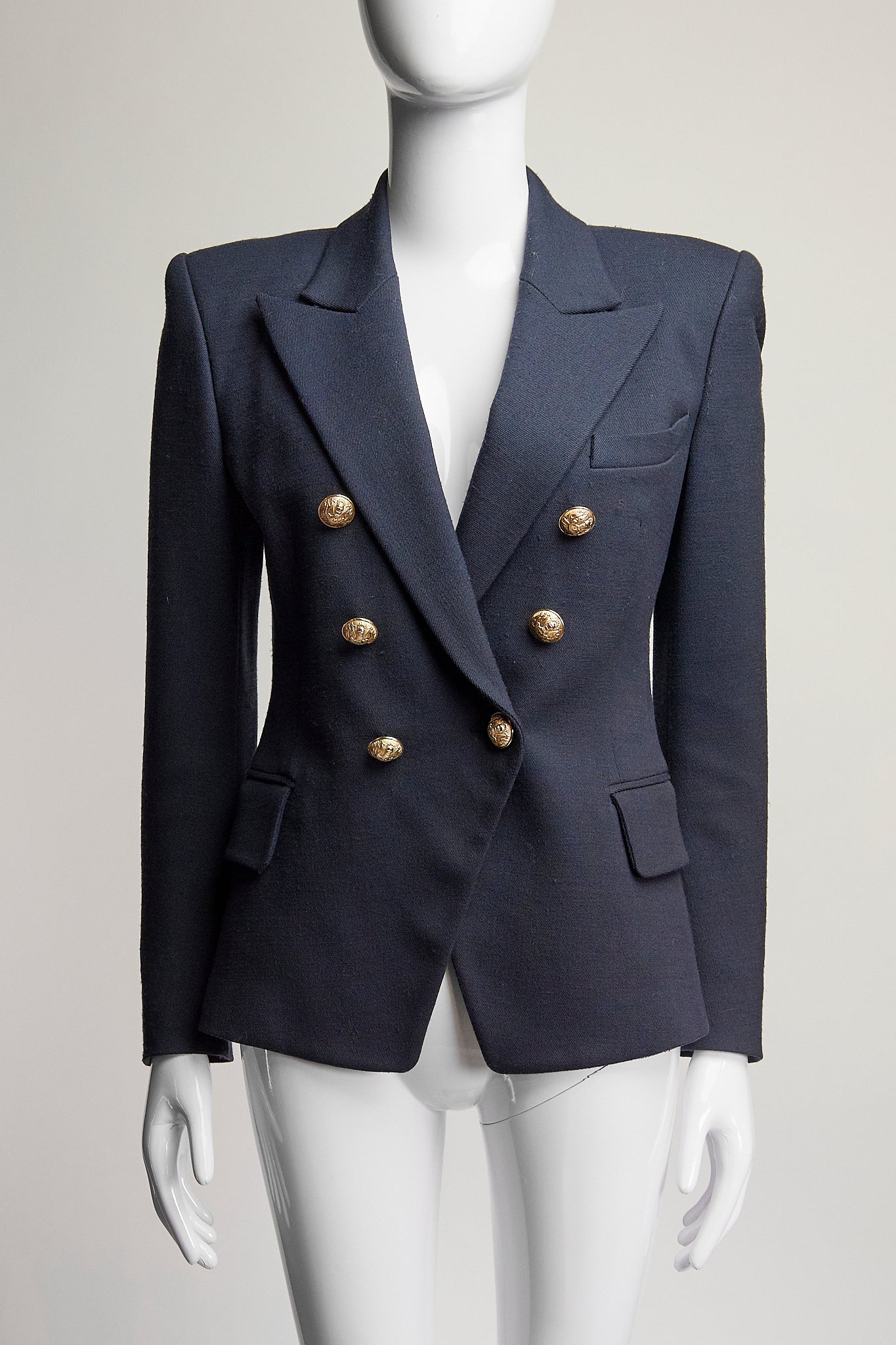 Balmain Navy Double Breasted Blazer FR38 IT42