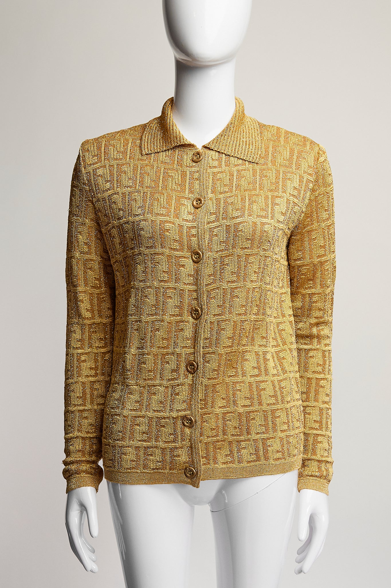 Fendi Gold Collared Sweater IT42 FR38