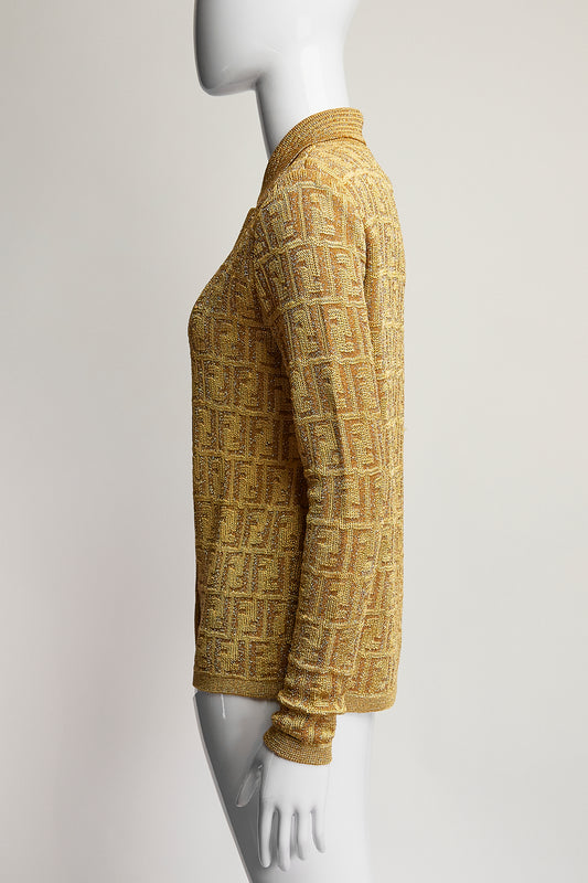 Fendi Gold Collared Sweater IT42 FR38