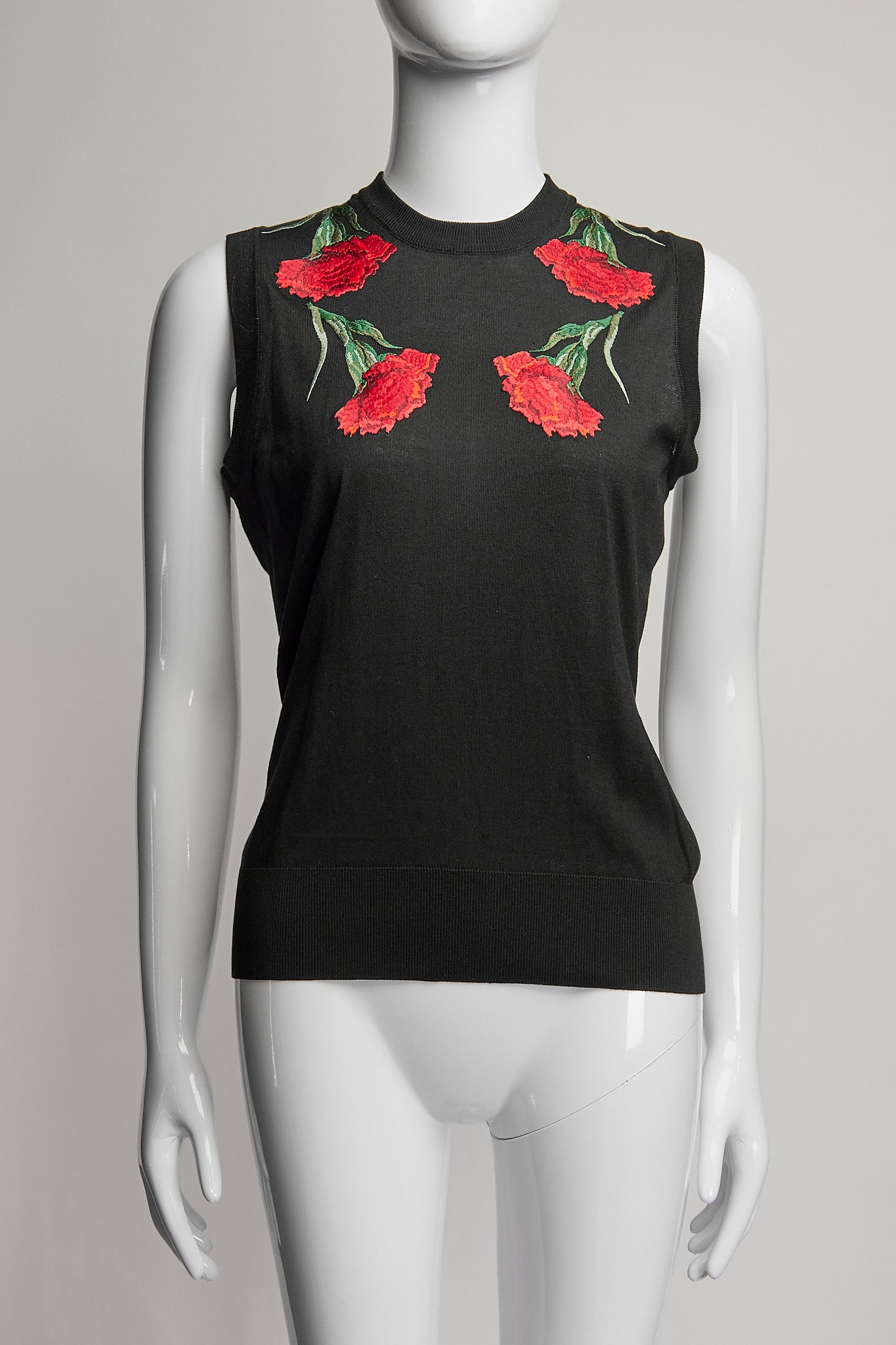 Dolce & Gabbana Floral Embroidered Black Cardiagan and Tank Set S