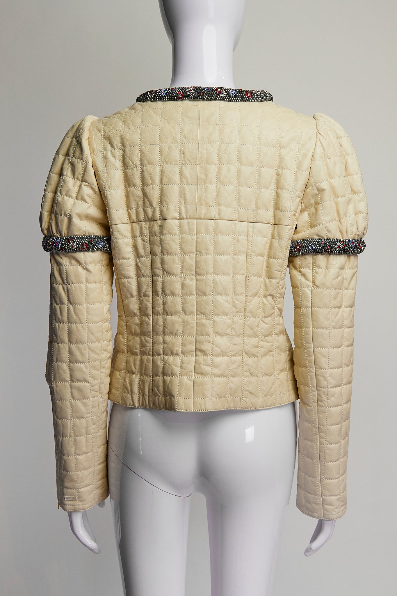 Chanel Calfskin Beaded Detail Zip-Up Jacket FR38 IT42