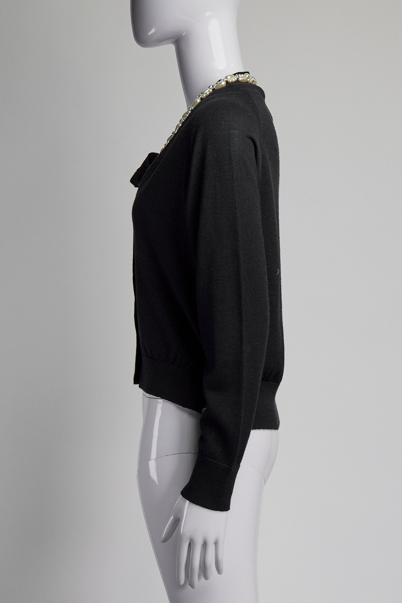 Simone Rocha Black Cardigan with Asymetrical Beading S