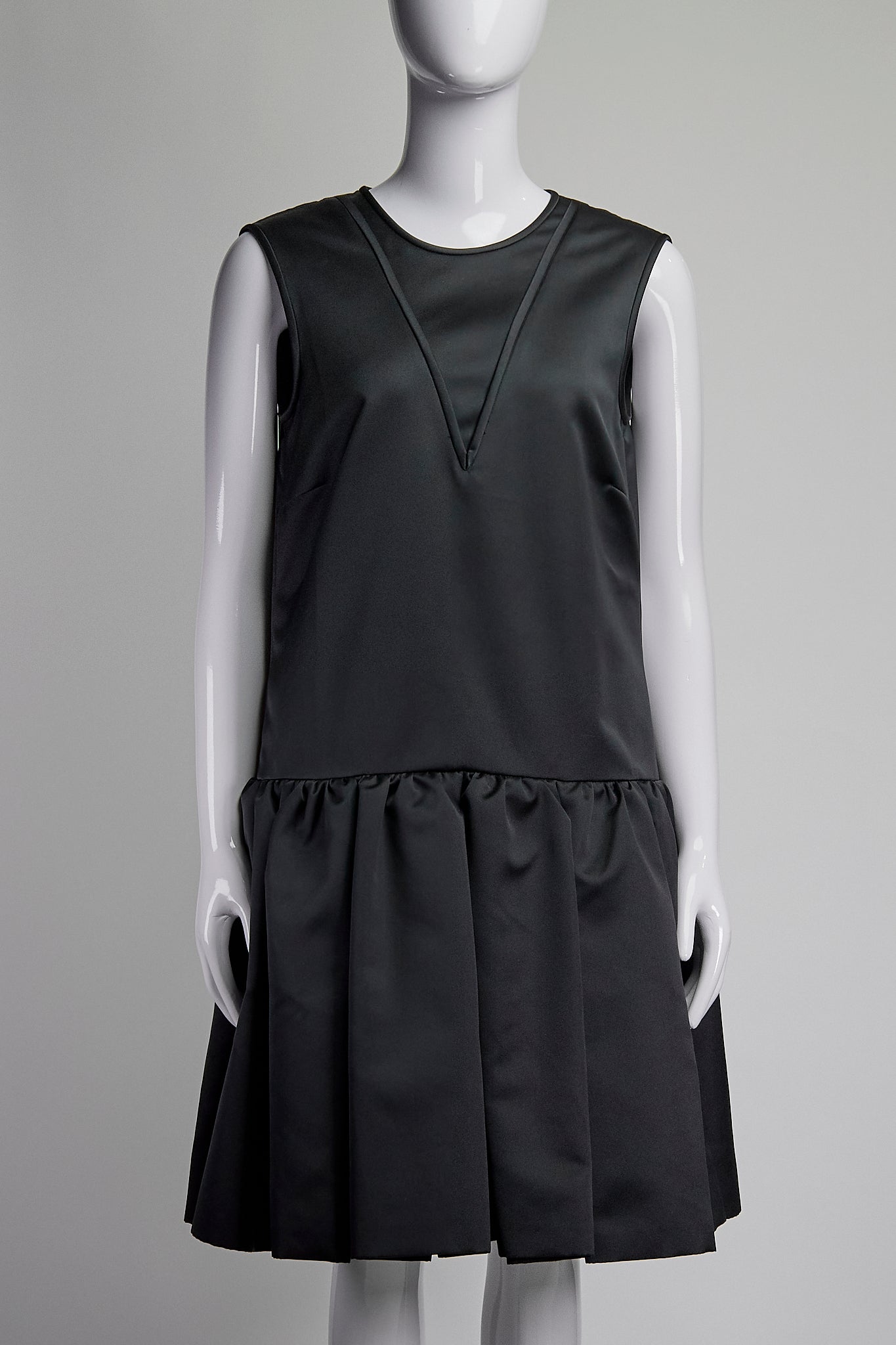 Rochas Pleated Black Tank Dress IT40 FR36