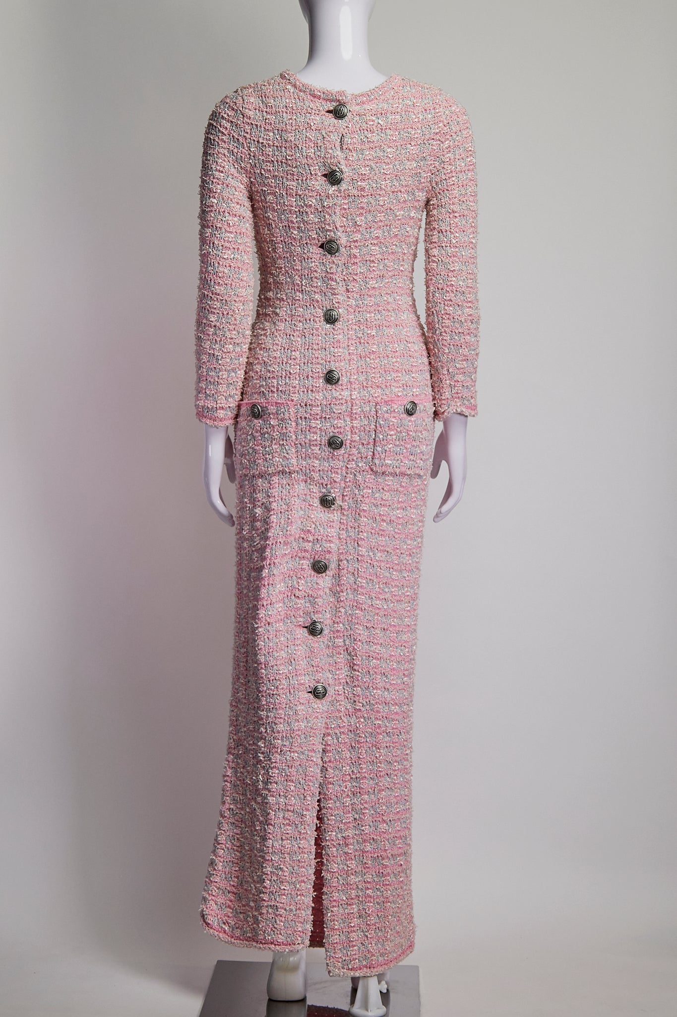 Balenciaga Pink Back to Front Tweed Dress S/M