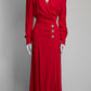 Alessandra Rich Red Long Sleeve Dress with Jewels IT42 FR38