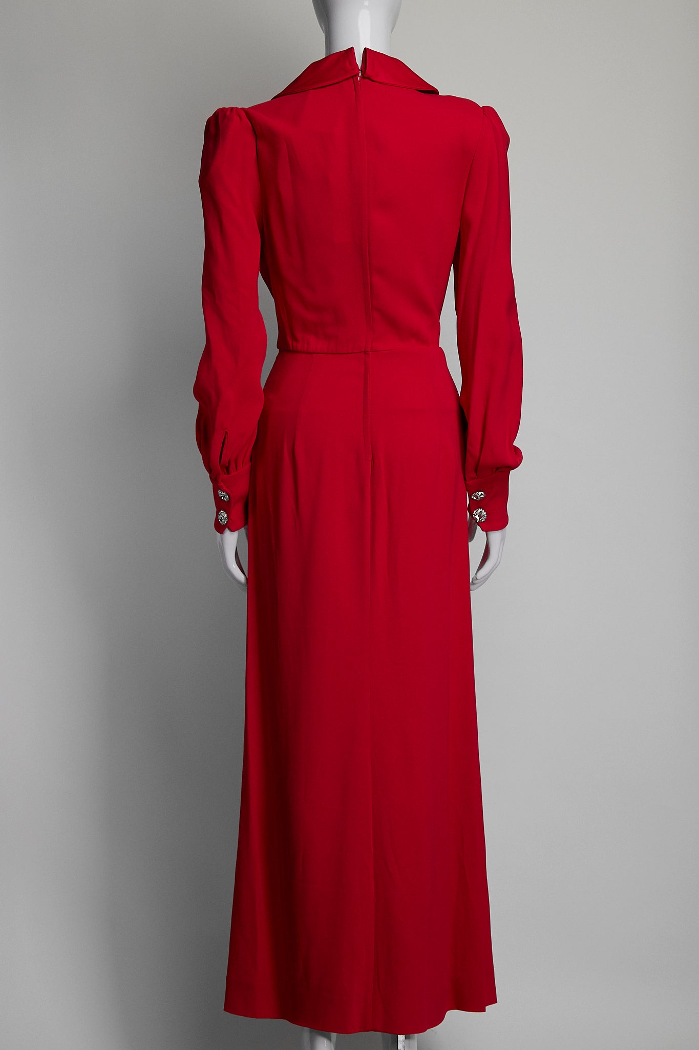 Alessandra Rich Red Long Sleeve Dress with Jewels IT42 FR38