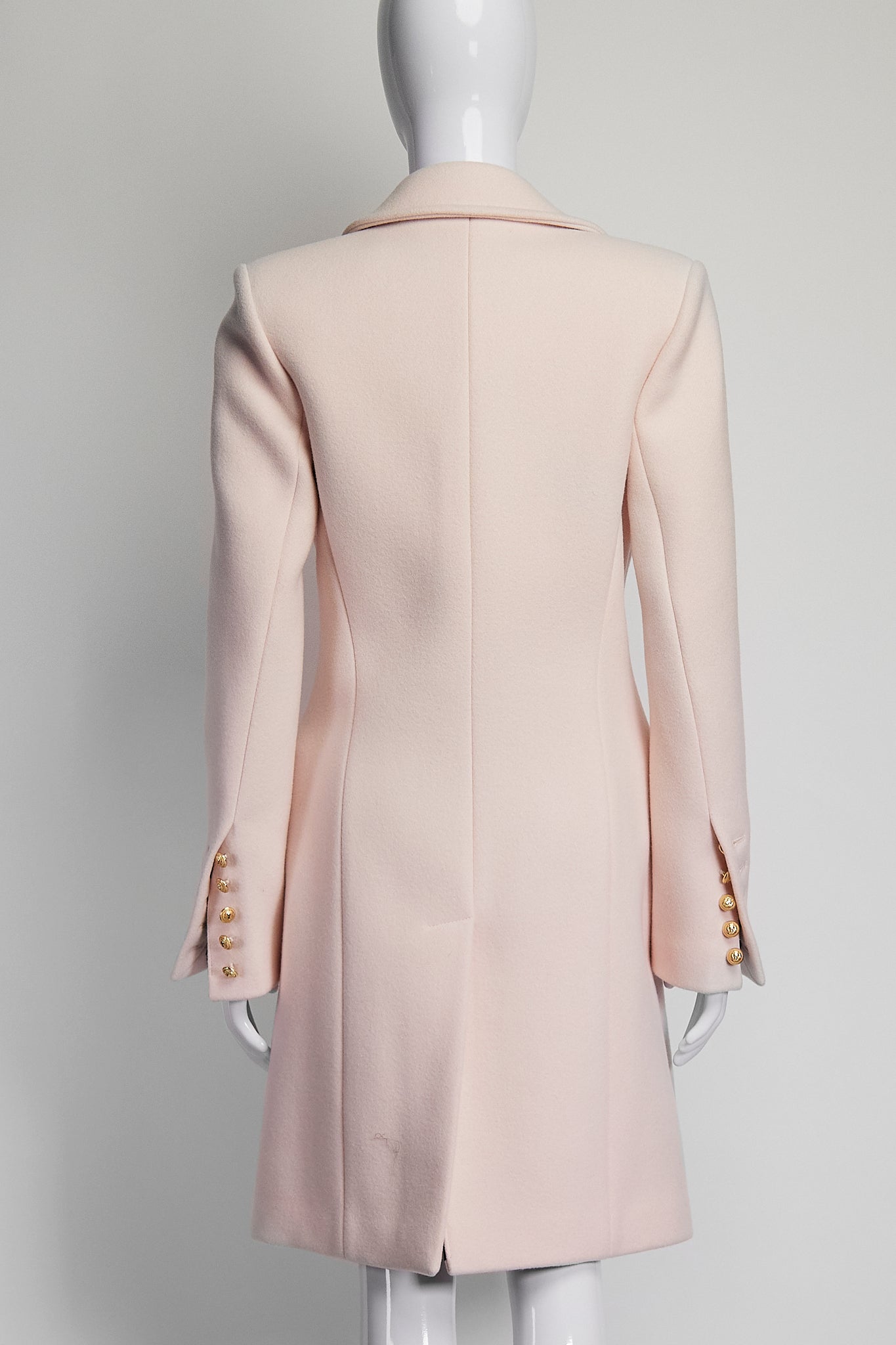 Balmain Double Breasted Light Pink Long Coat FR38 IT42