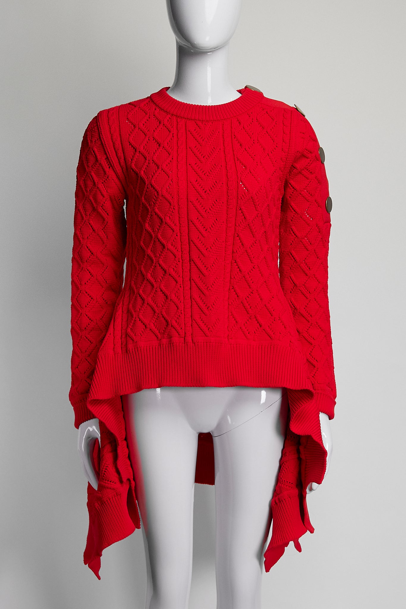 Sonia Rykiel Red Sweater with Button Accents S